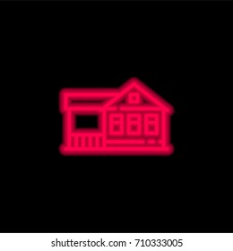 House red glowing neon ui ux icon. Glowing sign logo vector