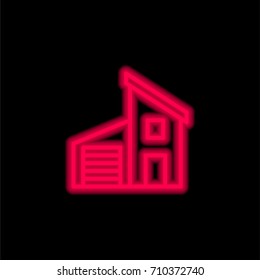 House red glowing neon ui ux icon. Glowing sign logo vector