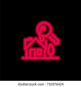 House red glowing neon ui ux icon. Glowing sign logo vector