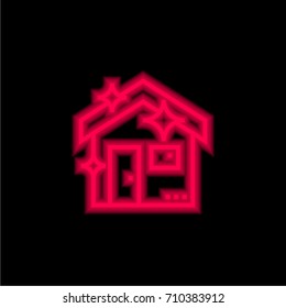 House red glowing neon ui ux icon. Glowing sign logo vector