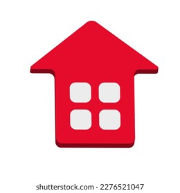 House red icon 3D realistic vector