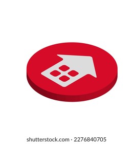 House red icon isometric 3D vector