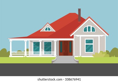 House with red roof