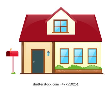 House with red roof illustration