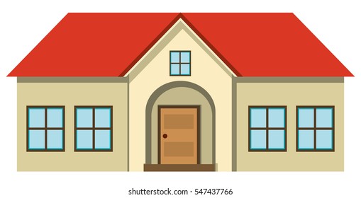 House with red roof illustration