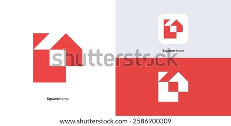 House red square Logo design. Letter L  Logo design with icon home concept template for property real Estate company. Simple modern Logo Illustration with House Icon, logotype sign easy to remember.