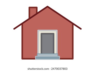 Haus mit roten Wänden auf weißem Hintergrund