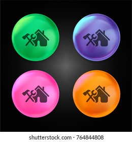 House reforms crystal ball design icon in green - blue - pink and orange.