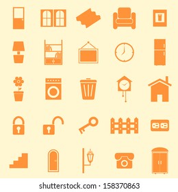 House related color icons on orange background, stock vector