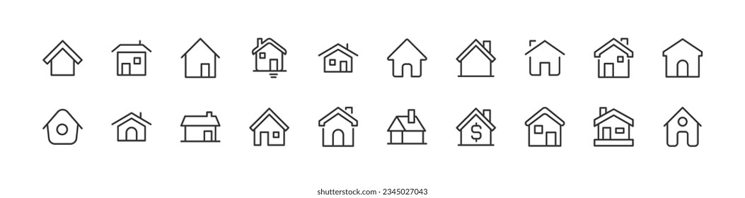 house related icon set. Editable stroke. Pixel Perfect 24x24px icons