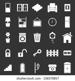 House related icons on black background, stock vector