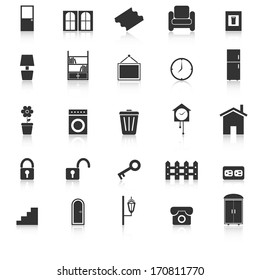 House related icons with reflect on white background, stock vector