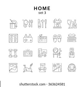 House related icons set 3, home appliance, vector illustration, line icons