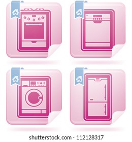 House related Objects:  Stove, Dishwasher, Washing machine, Fridge.