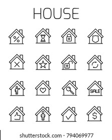 House related vector icon set. Well-crafted sign in thin line style with editable stroke. Vector symbols isolated on a white background. Simple pictograms.