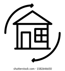 House relocation icon. Outline house relocation vector icon for web design isolated on white background