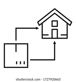 House relocation icon. Outline house relocation vector icon for web design isolated on white background