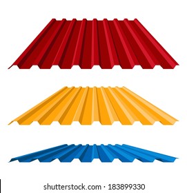 House remodel: corrugated metal roof (corrugated metal siding, profiled sheeting), vector illustration