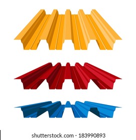 House remodel: corrugated roofing panel (corrugated metal siding, profiled sheeting), vector illustration