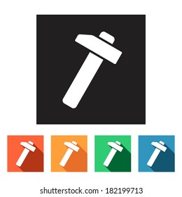 House remodel: set of flat colored simple web icons (hammer, tools, hardware, manufacture), vector illustration