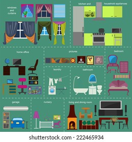 House remodeling infographic. Set interior elements for creating your infographics. Vector illustration