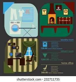 House remodeling infographic. Set interior elements for creating your infographics. Vector illustration