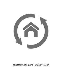 House remodeling, redevelopment, repair home grey icon.