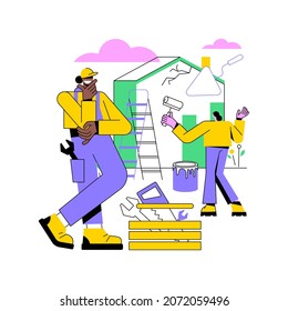 House renovation abstract concept vector illustration. Property remodeling ideas and tips, construction services, potential buyer, house listing, renovation design project abstract metaphor.
