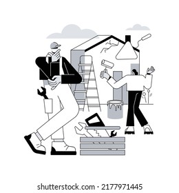 House renovation abstract concept vector illustration. Property remodeling ideas and tips, construction services, potential buyer, house listing, renovation design project abstract metaphor.