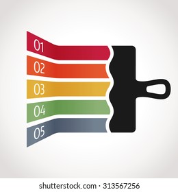 House renovation banner. Brush icon with multicolored stripes. House remodel label.