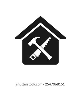 House renovation. Home repair icon flat style isolated on white background. Vector illustration