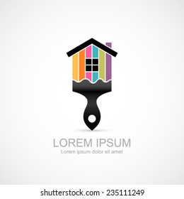 House renovation icon. Painting services icon.