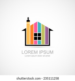 House renovation icon. Painting services icon.