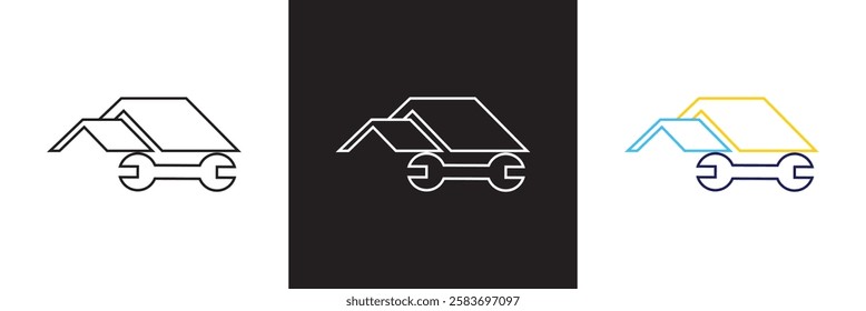 House renovation icon. simple update home with arrow design pictogram vector for app,  logo ,web webpage button UI interface element. isolated on white and black background. Vector illustration. 