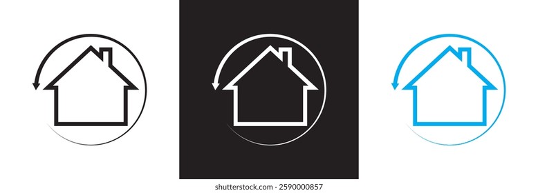 House renovation icon, simple update home design pictogram vector for app logo ads web webpage button UI  elements . Isolated on white and black background. Vector illustration. EPS 10