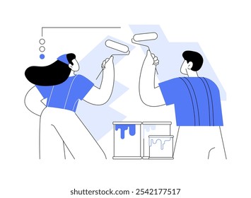 House renovation isolated cartoon vector illustrations. Couple doing renovations painting the walls, home restoration service, people lifestyle, reconstruction process vector cartoon.