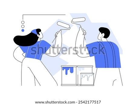 House renovation isolated cartoon vector illustrations. Couple doing renovations painting the walls, home restoration service, people lifestyle, reconstruction process vector cartoon.