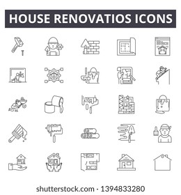 House renovation line icon signs. Linear vector outline illustration set concept.