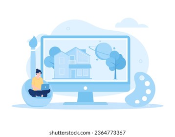 House renovation  platform trending concept flat illustration