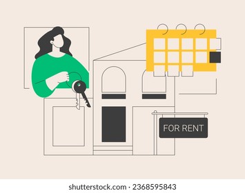 Casa para la ilustración abstracta del vector concepto de alquiler. Casa de reservas en línea, mejor propiedad de alquiler, servicio inmobiliario, mercado de alojamiento, listado de alquileres, metáfora abstracta mensual de alquiler.