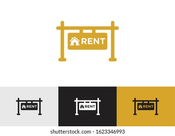 house for rent banner glyph icon vector - ui icon vector