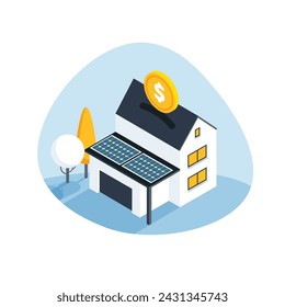 House for rent. Buying mortgage house. Real estate property. Vector isometric illustration.