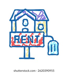 house rent doodle icon sketch vector. house rent sign. isolated symbol illustration