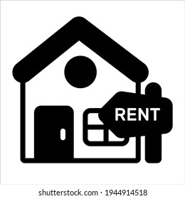house for rent glyph icon,  real estate  web and mobile icon