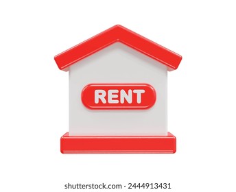 House rent icon 3d illustration rendering element