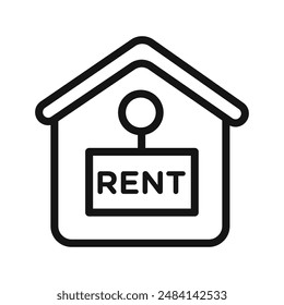 House rent icon black and white vector sign