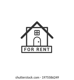 House for rent icon logo vector illustration concept. Real estate for rent, house for sale sign, vector line icon.