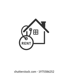 House for rent icon logo vector illustration concept. Real estate for rent, house for sale sign, vector line icon.