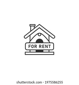 House for rent icon logo vector illustration concept. Real estate for rent, house for sale sign, vector line icon.