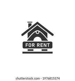 House for rent icon logo vector illustration concept. Real estate for rent, house for sale sign, isolated on white background